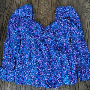 Lilly Pulitzer Preslee Top Blue Flare Growl and Prowl 0 NWT